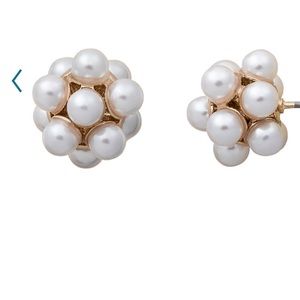 Pearl Cluster Button Earrings